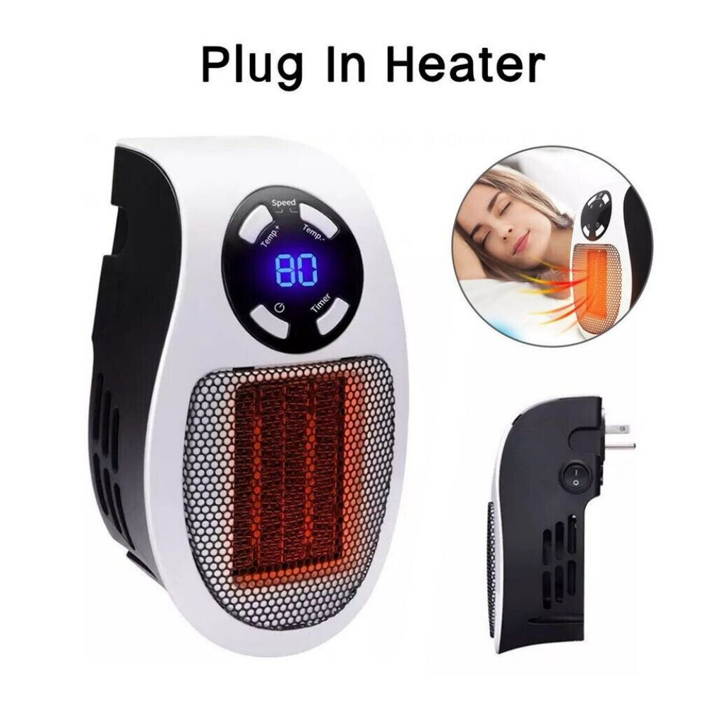 Portable Plug in Wall Space Heater Digital Timer Electric Personal Heater Fan US