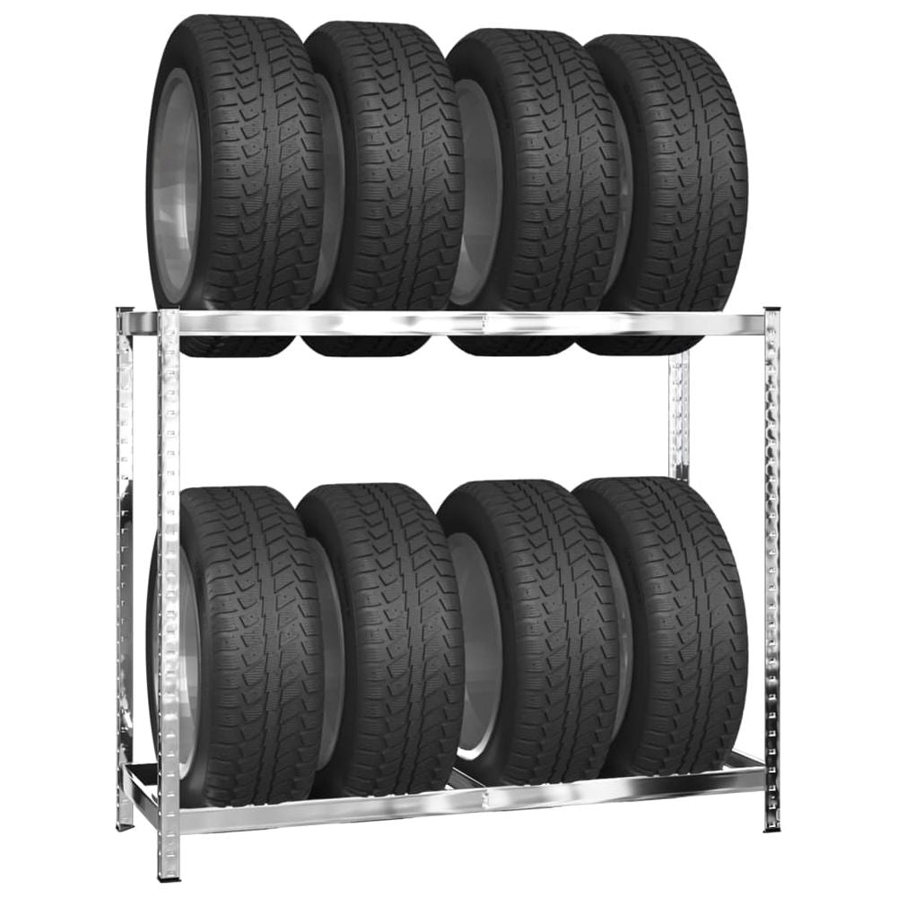 2-Layer Tire Racks 2 pcs Silver 110x40x110 cm Steel