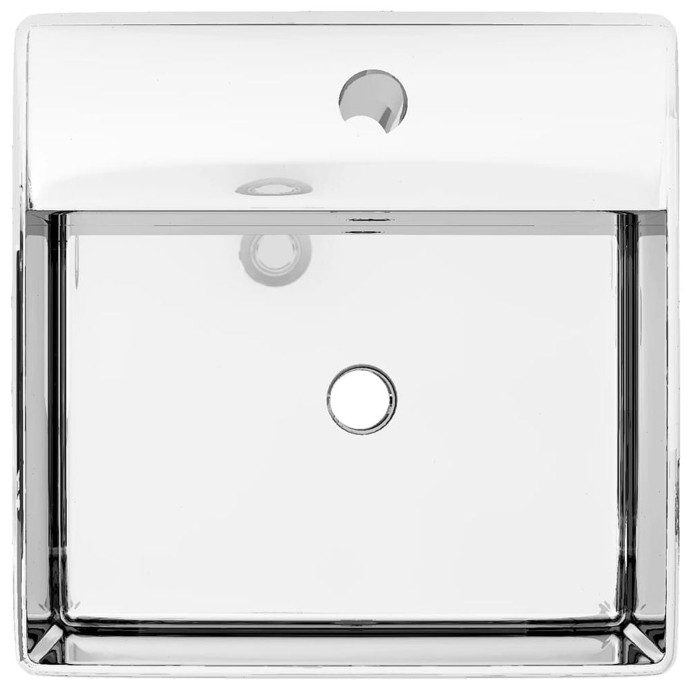 vidaXL Wash Basin with Overflow 41x41x15 cm Ceramic Silver