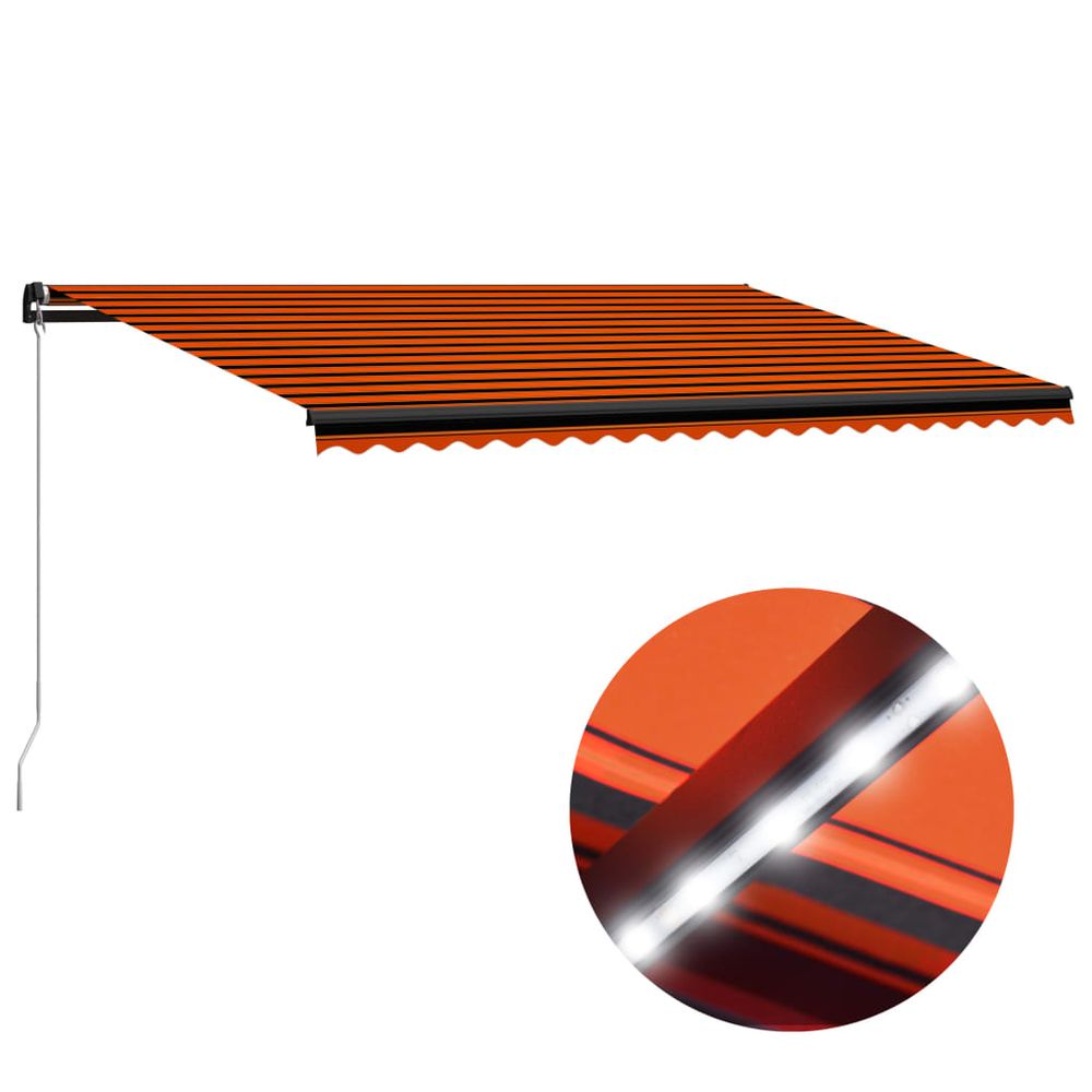 vidaXL Manual Retractable Awning with LEDs Burgundy 400x300 cm