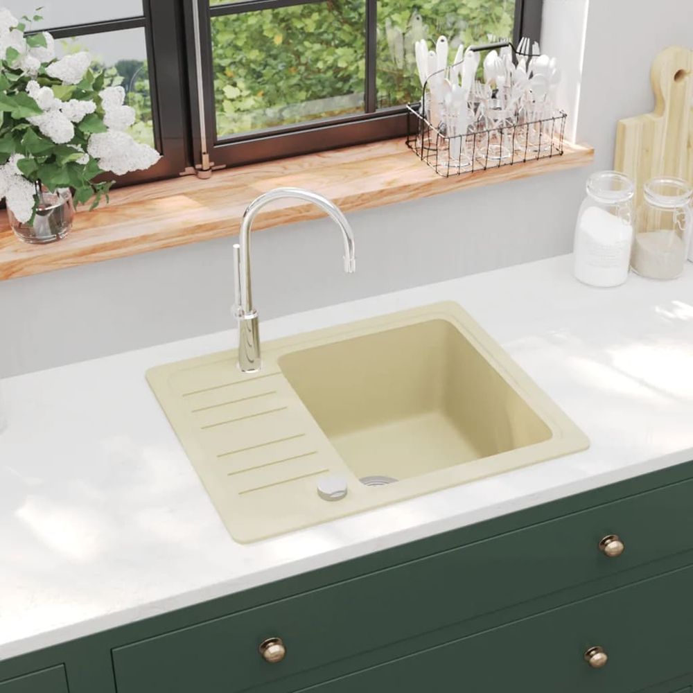 vidaXL Granite Kitchen Sink Single Basin Beige