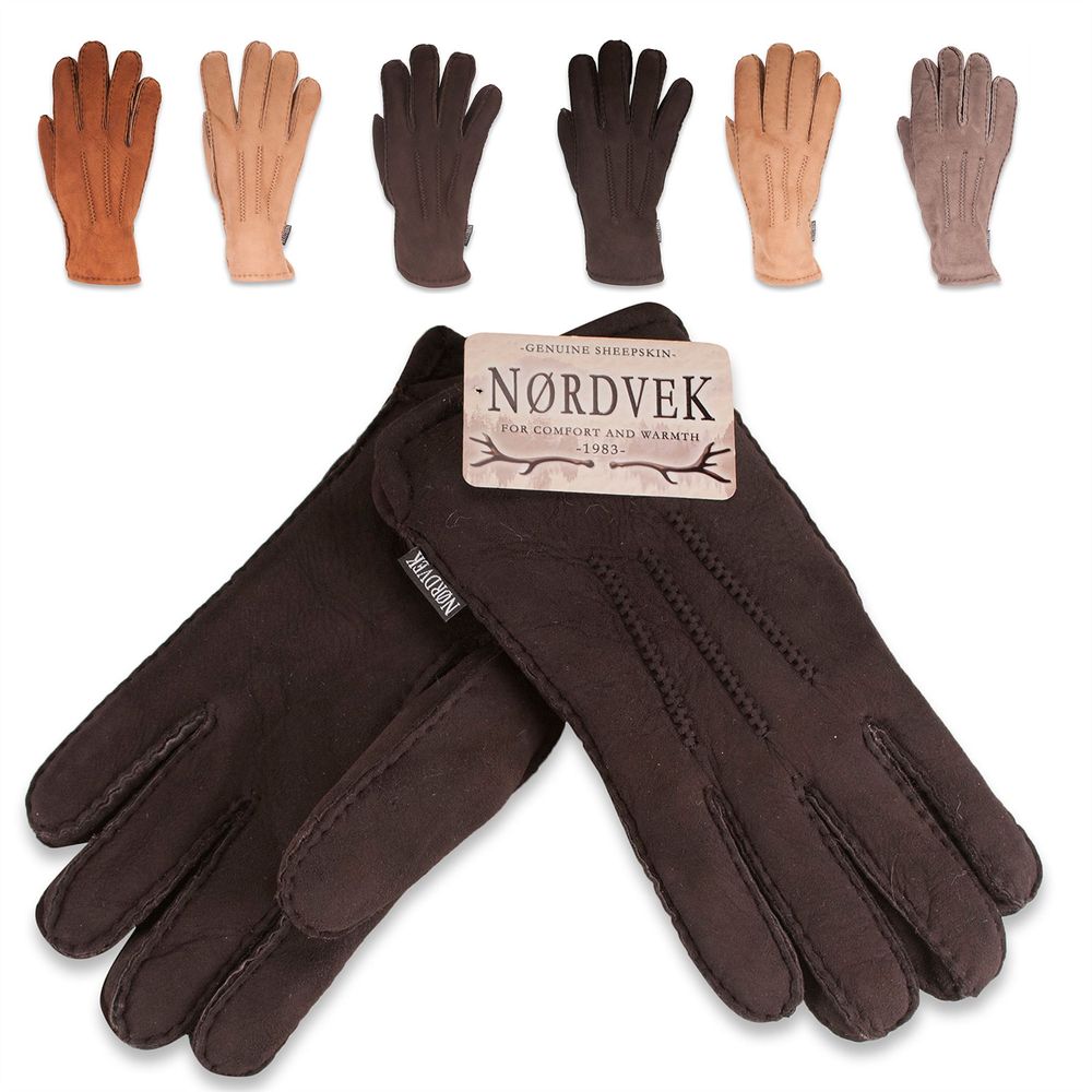 Nordvek Mens Sheepskin Gloves With 3 Point Design - 306-100