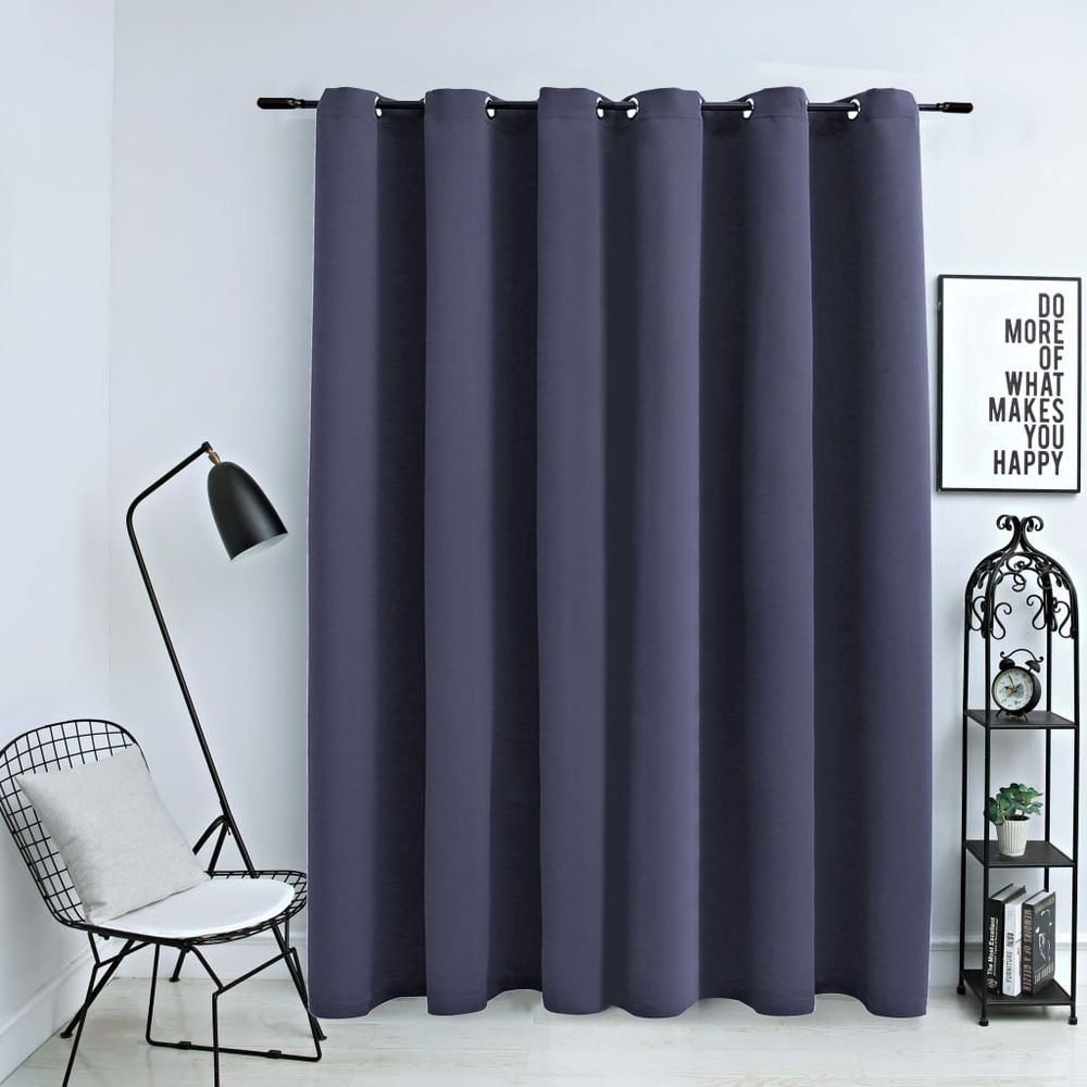 vidaXL Blackout Curtain with Metal Rings Black 290x245 cm