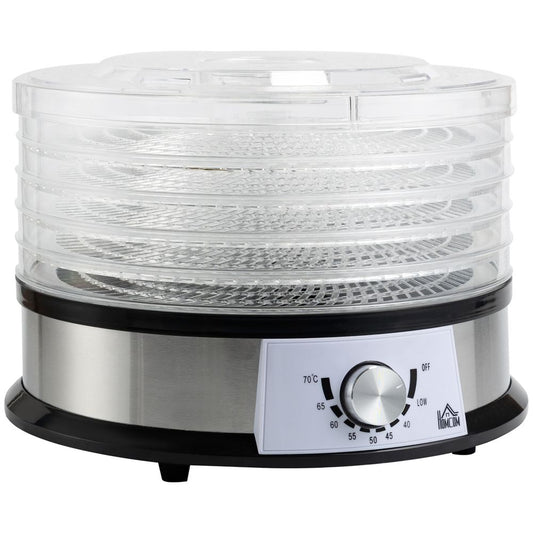 5 Tier Food Dehydrator 250W Stainless Steel Food Dryer Machine Silver