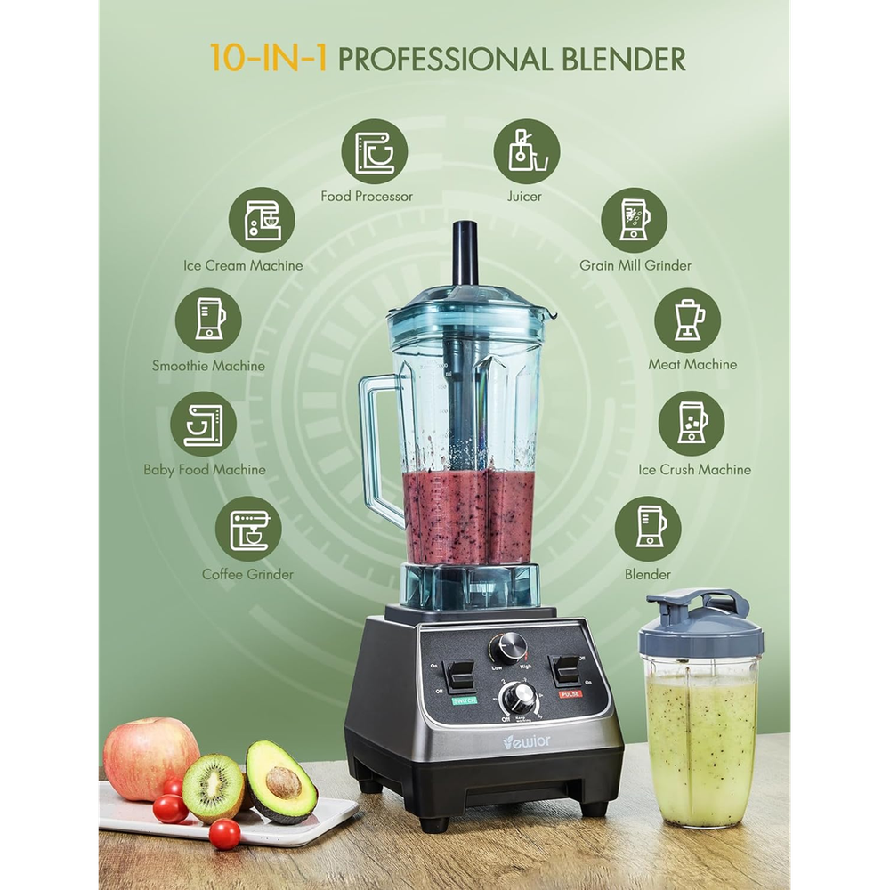 VEWIOR 2200W Blenders for Kitchen, Professional Blender with 68oz Tritan Container & 27oz To-Go Cup, Countertop Blender for Shakes and Smoothies