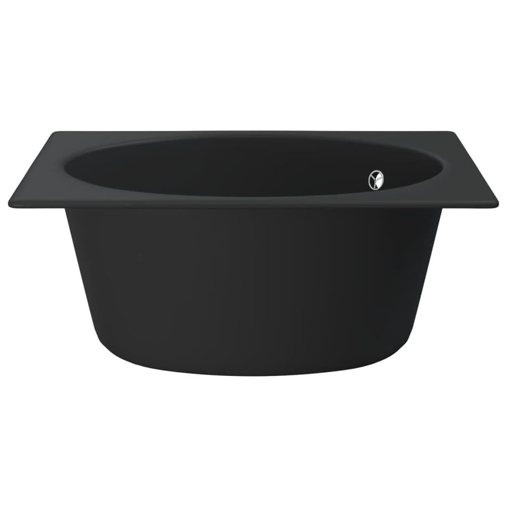 Kitchen Sink with Overflow Hole Black Granite