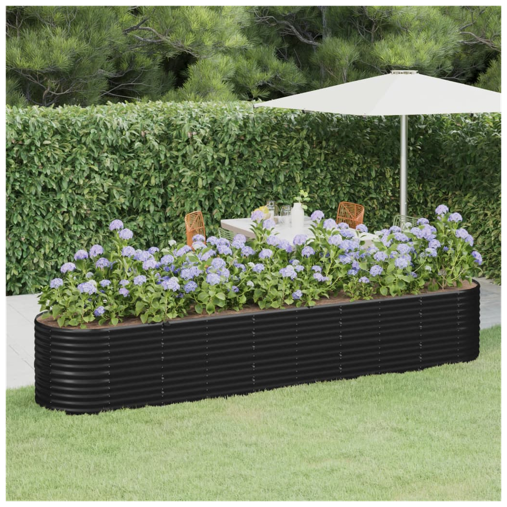 vidaXL Garden Raised Bed Powder-coated Steel 368x80x68 cm Anthracite