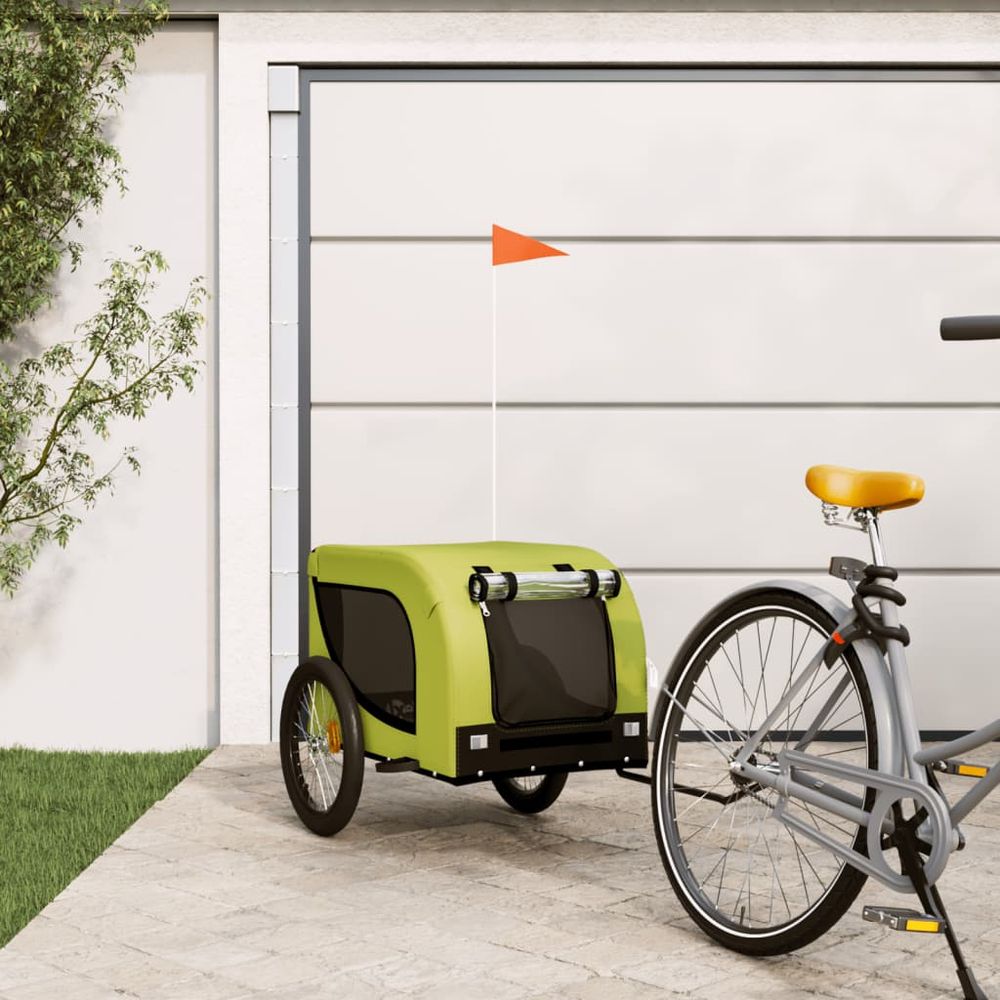 vidaXL Pet Bike Trailer Orange and Black Oxford Fabric and Iron