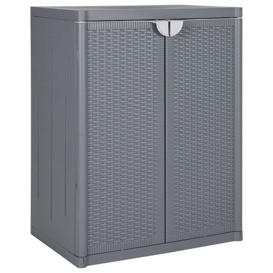 vidaXL Garden Storage Cabinet Grey 65x45x88 cm PP Rattan