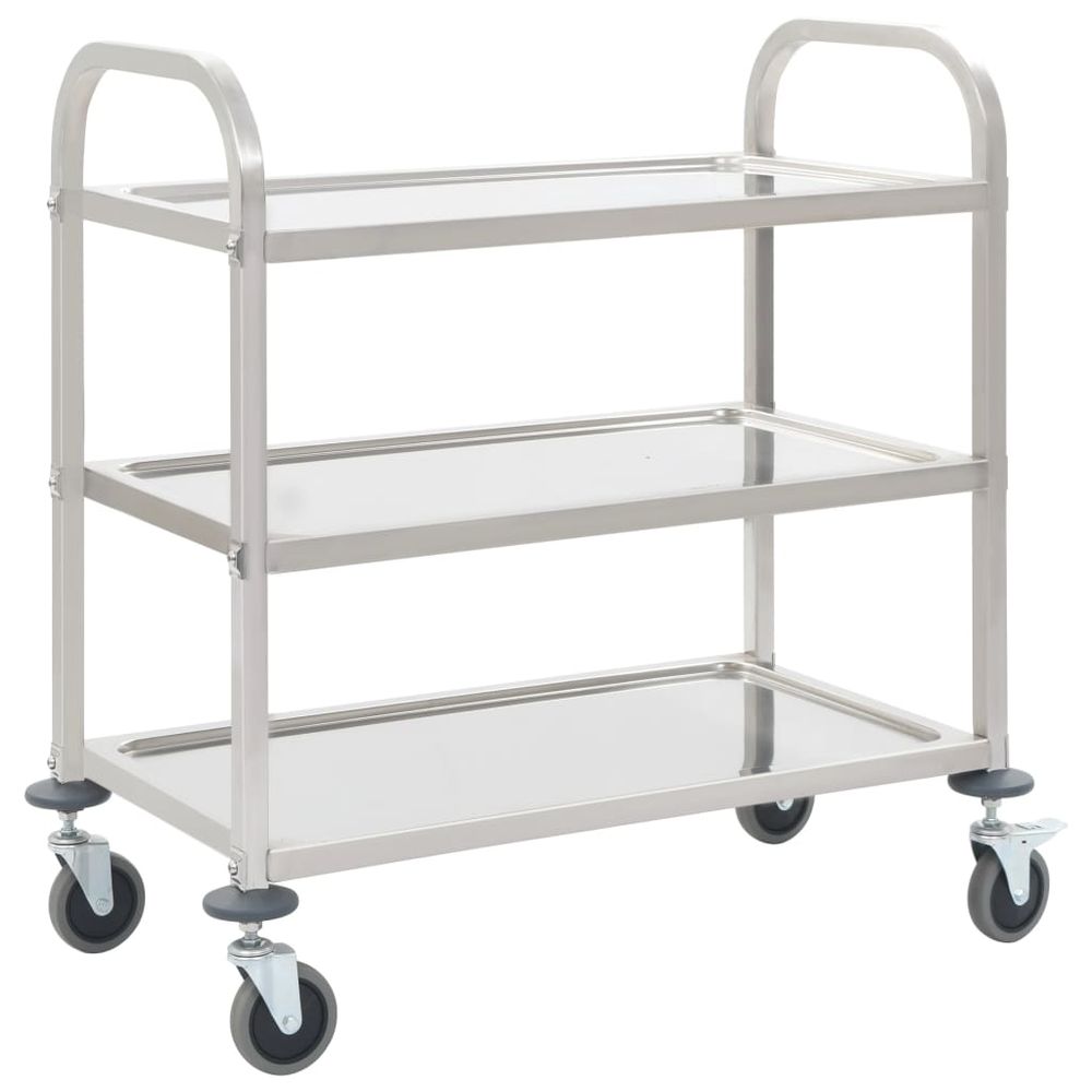 vidaXL 2-Tier Kitchen Trolley 96.5x55x90 cm Stainless Steel