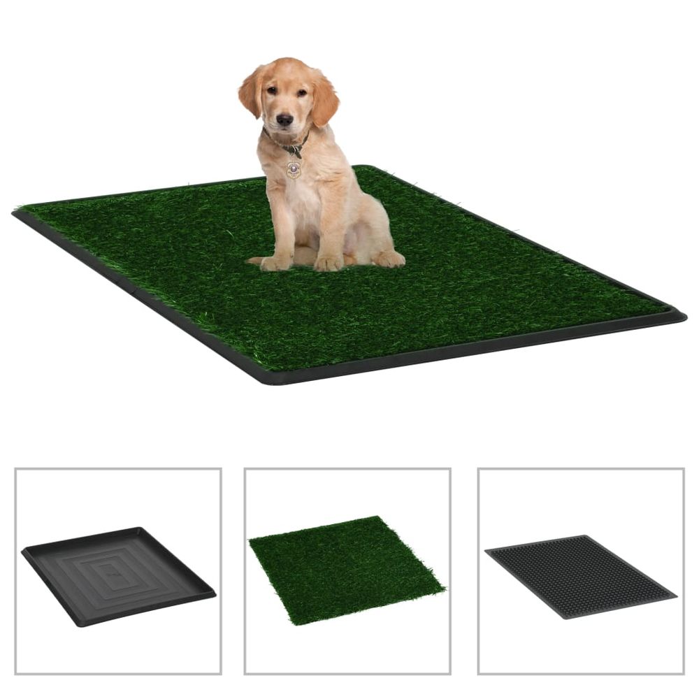 vidaXL Pet Toilet with Tray & Faux Turf Green 63x50x7 cm WC