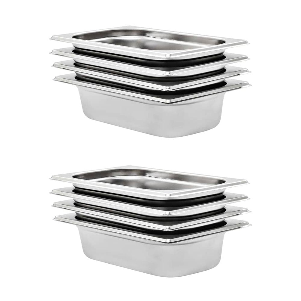 vidaXL Gastronorm Containers 12 pcs GN 1/4 20 mm Stainless Steel