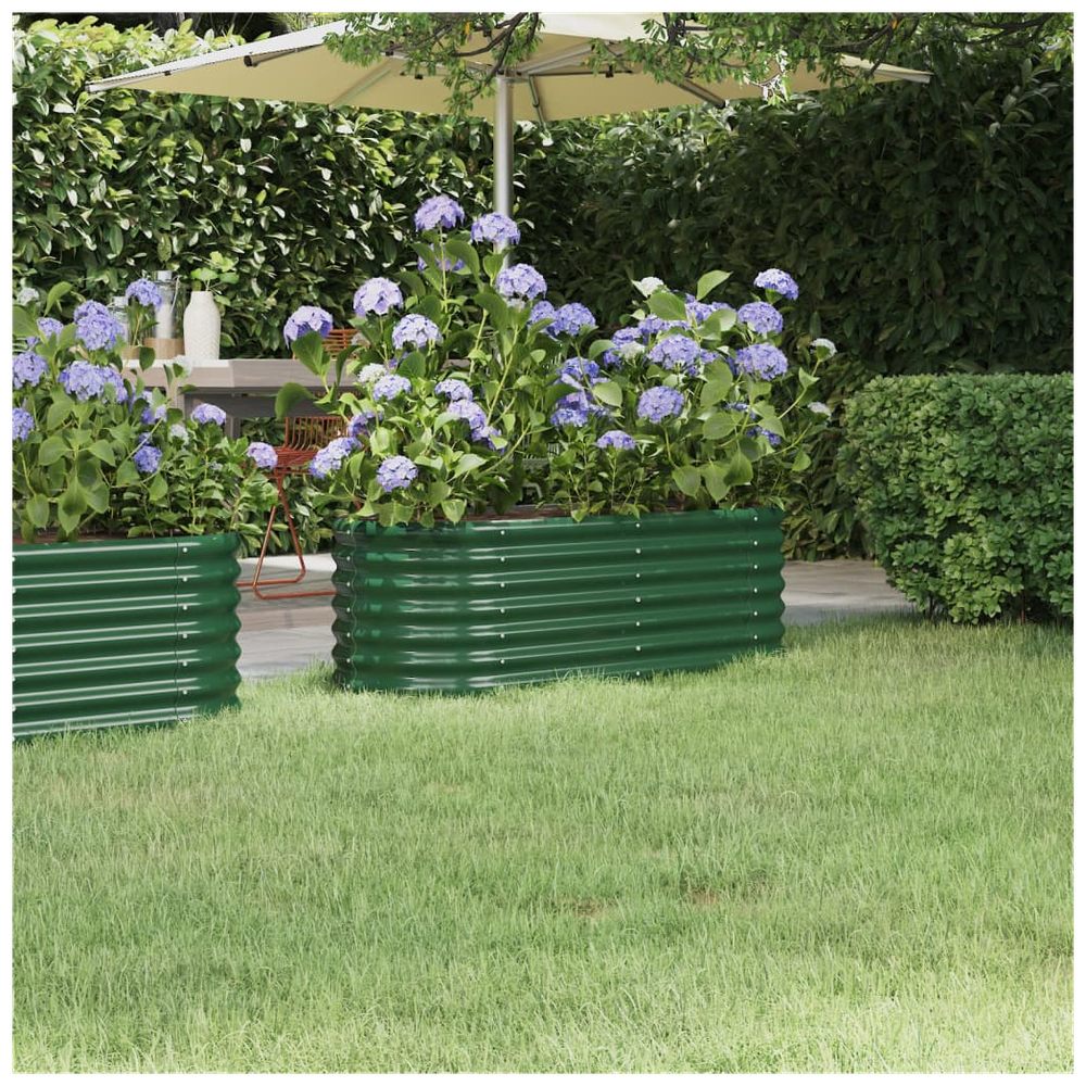 vidaXL Garden Raised Bed Powder-coated Steel 114x40x36 cm Green