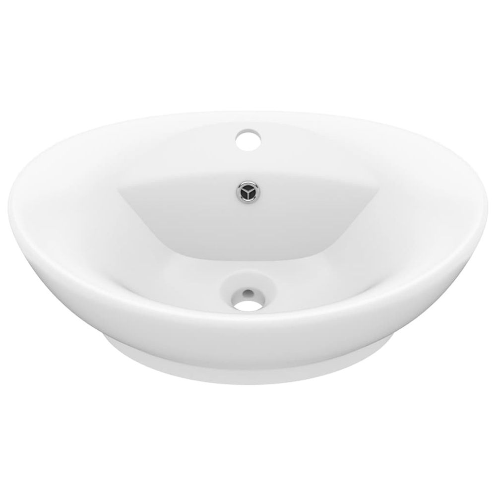 vidaXL Luxury Basin Overflow Oval Matt White 58.5x39 cm Ceramic