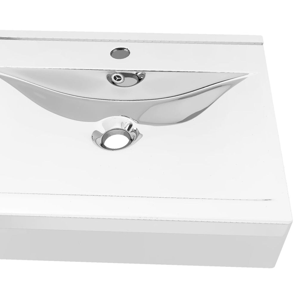 vidaXL Wash Basin with Overflow 60x46x16 cm Ceramic Silver