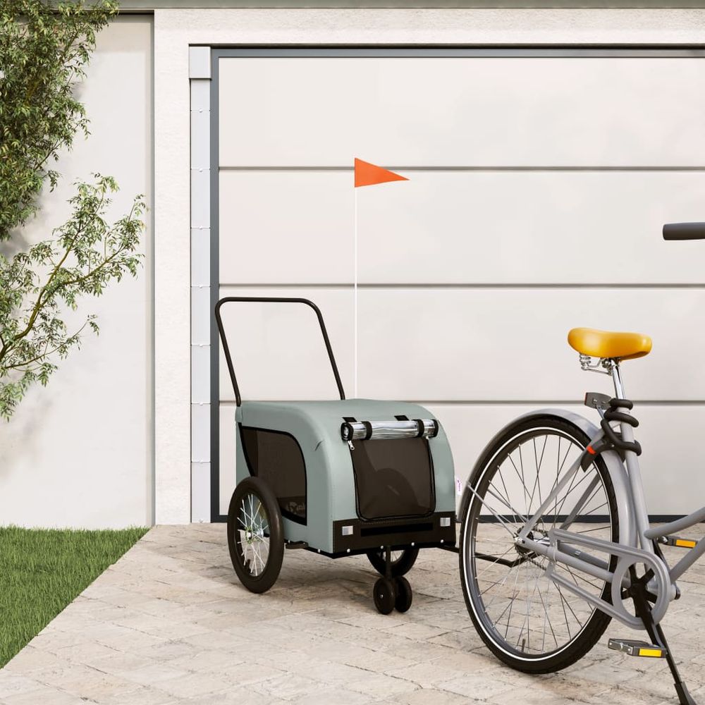 vidaXL Pet Bike Trailer Orange and Black Oxford Fabric and Iron