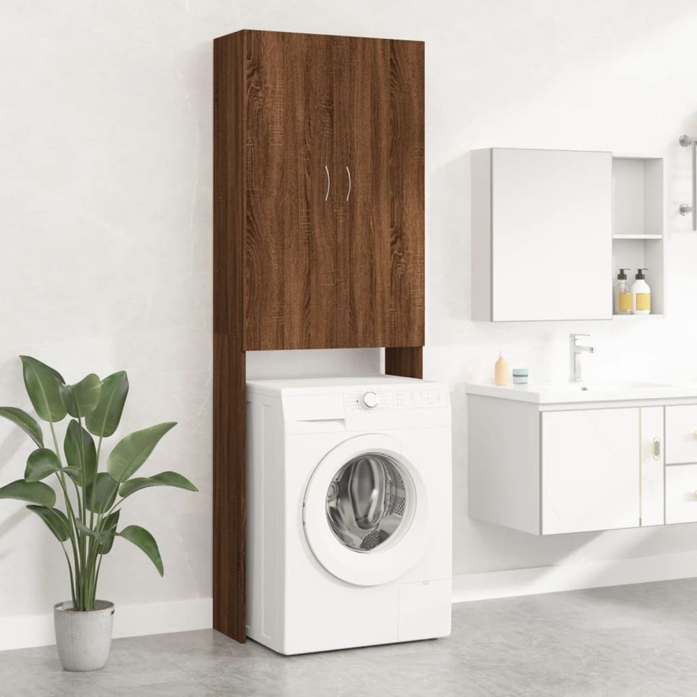 vidaXL Washing Machine Cabinet Smoked Oak 64x25.5x190 cm