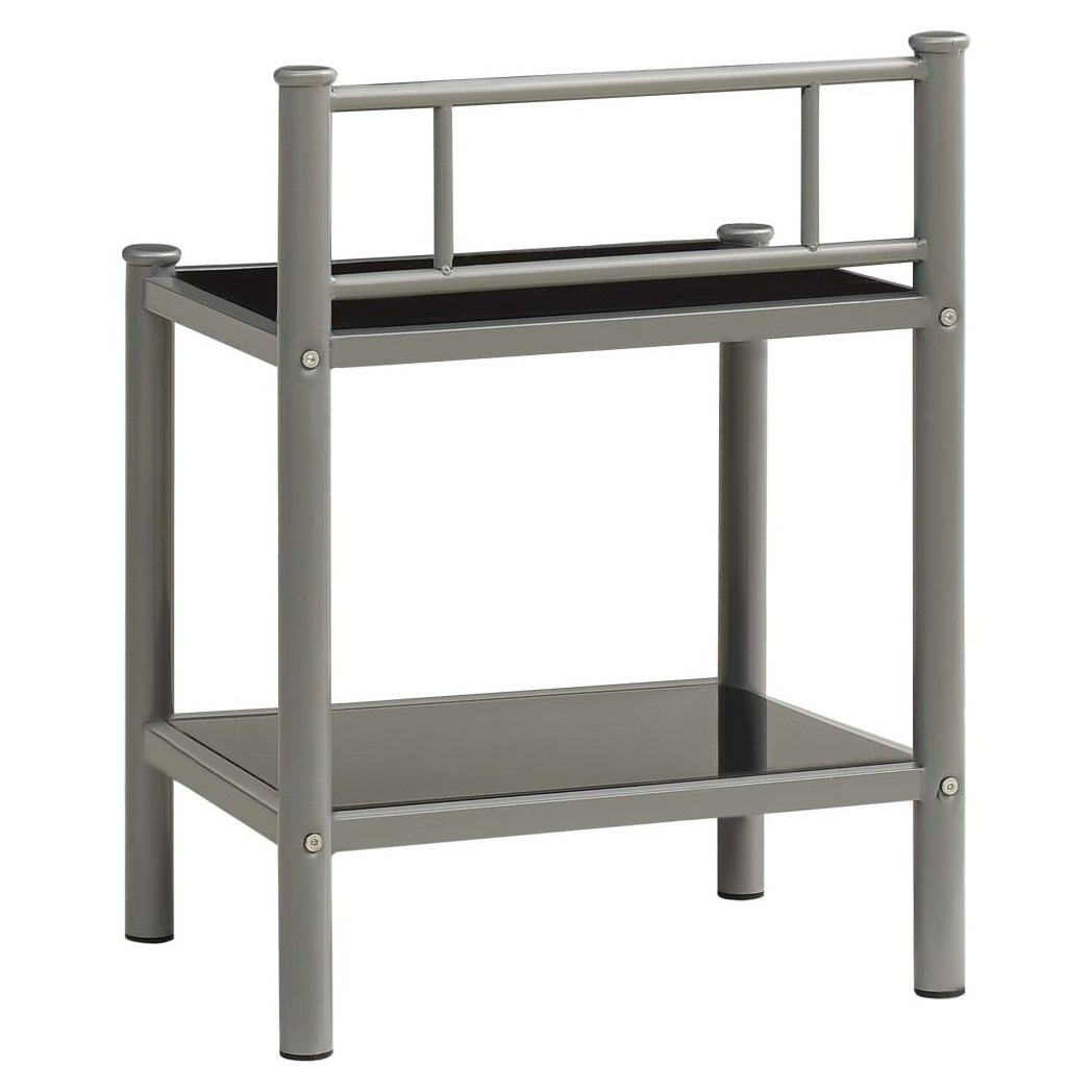 vidaXL Bedside Cabinet Grey and Black 45x34.5x60.5 cm Metal and Glass