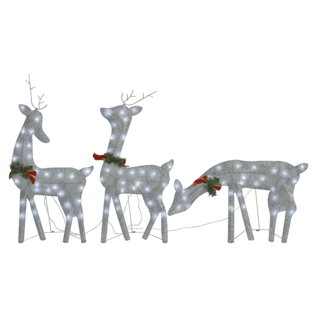 vidaXL Christmas Reindeer Family 270x7x90 cm Silver Cold White Mesh