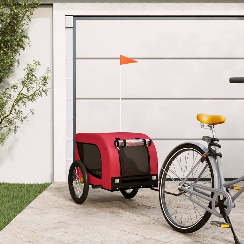 vidaXL Pet Bike Trailer Orange and Black Oxford Fabric and Iron