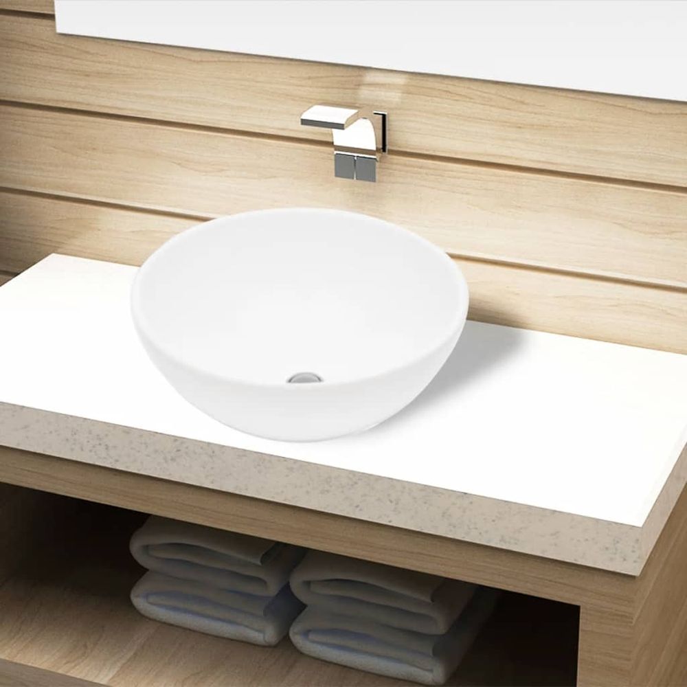 vidaXL Wash Basin White 36x15 cm Ceramic Round