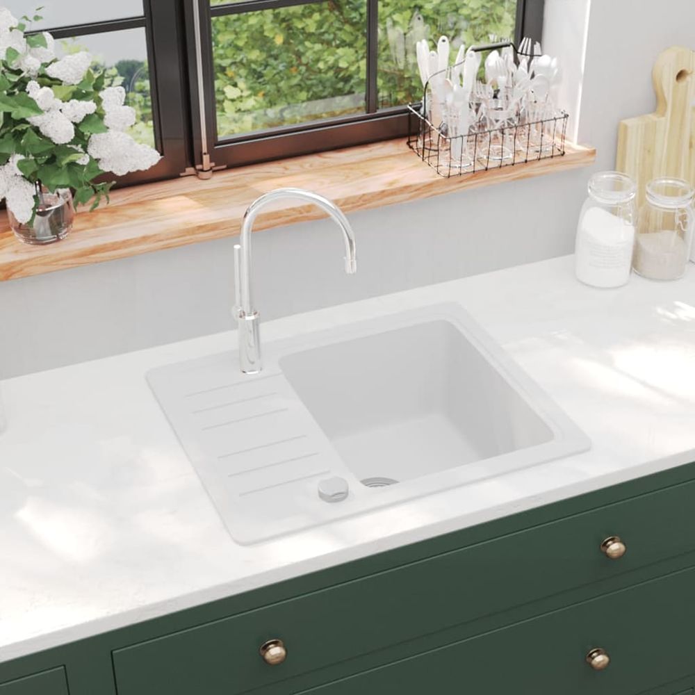 vidaXL Granite Kitchen Sink Single Basin Beige