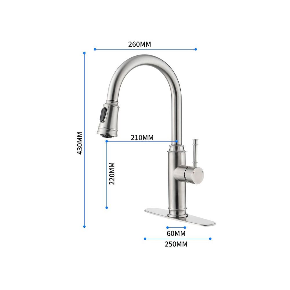 Single Handle High Arc Pull Out Kitchen Faucet,Single Level Stainless Steel Kitchen Sink Faucets with Pull Down Sprayer