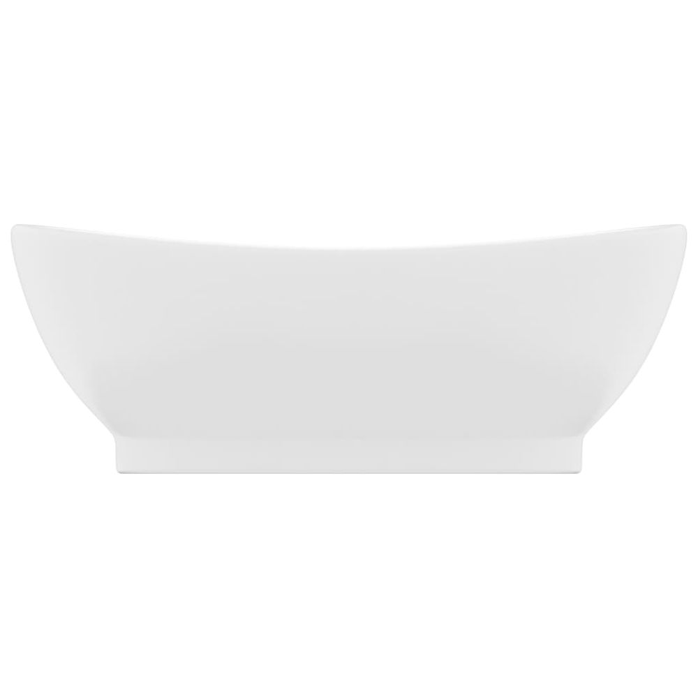 vidaXL Luxury Basin Overflow Oval Matt White 58.5x39 cm Ceramic