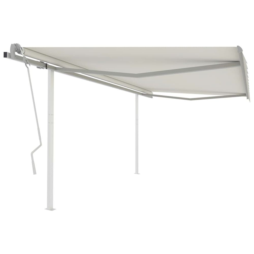 vidaXL Manual Retractable Awning with Posts 3x2.5 m Blue and White