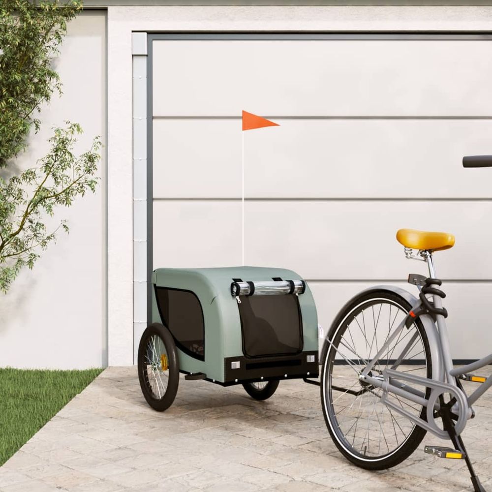 vidaXL Pet Bike Trailer Orange and Black Oxford Fabric and Iron