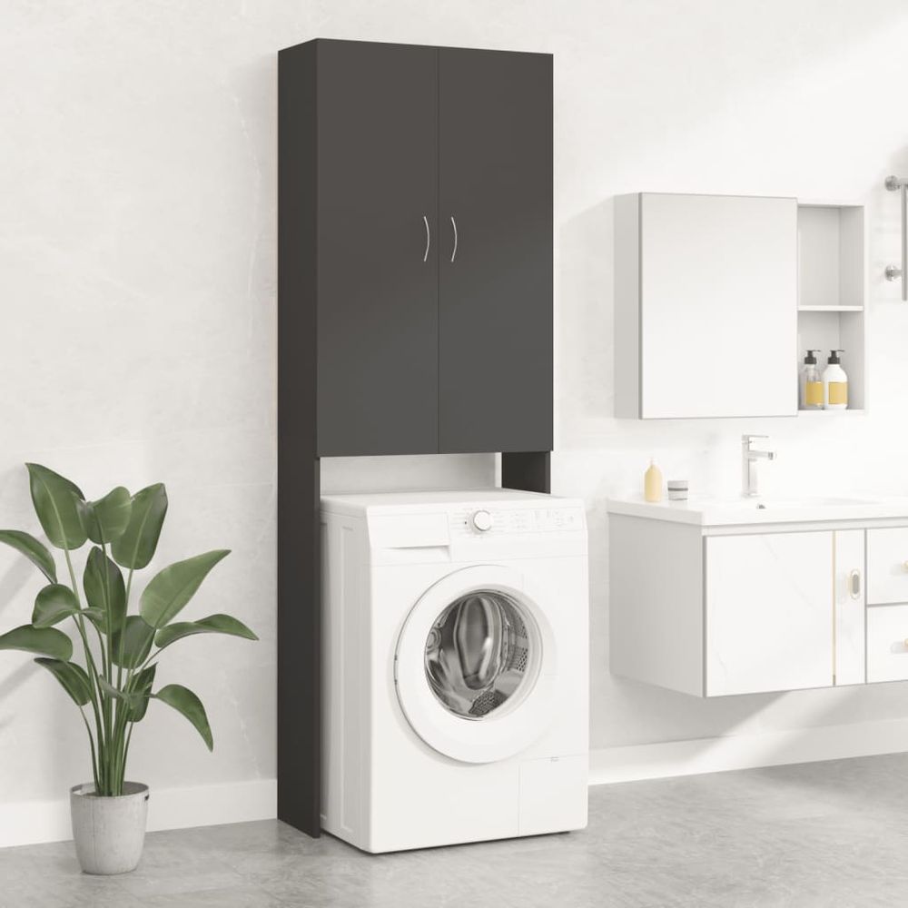 vidaXL Washing Machine Cabinet Smoked Oak 64x25.5x190 cm