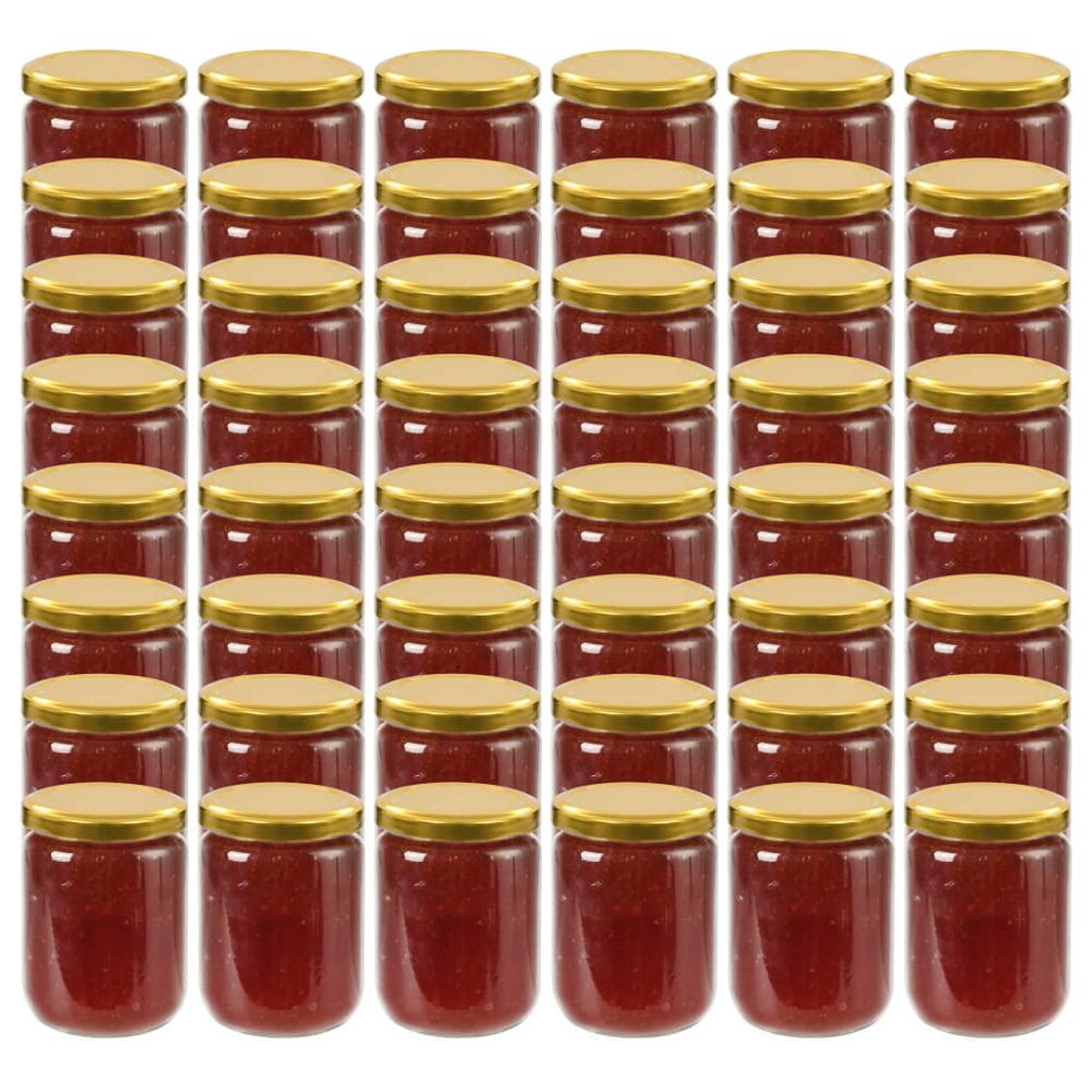 vidaXL Glass Jam Jars with White and Red Lid 48 pcs 230 ml