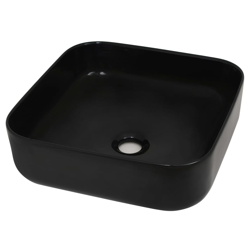 vidaXL Basin Ceramic Square Black 38x38x13.5 cm