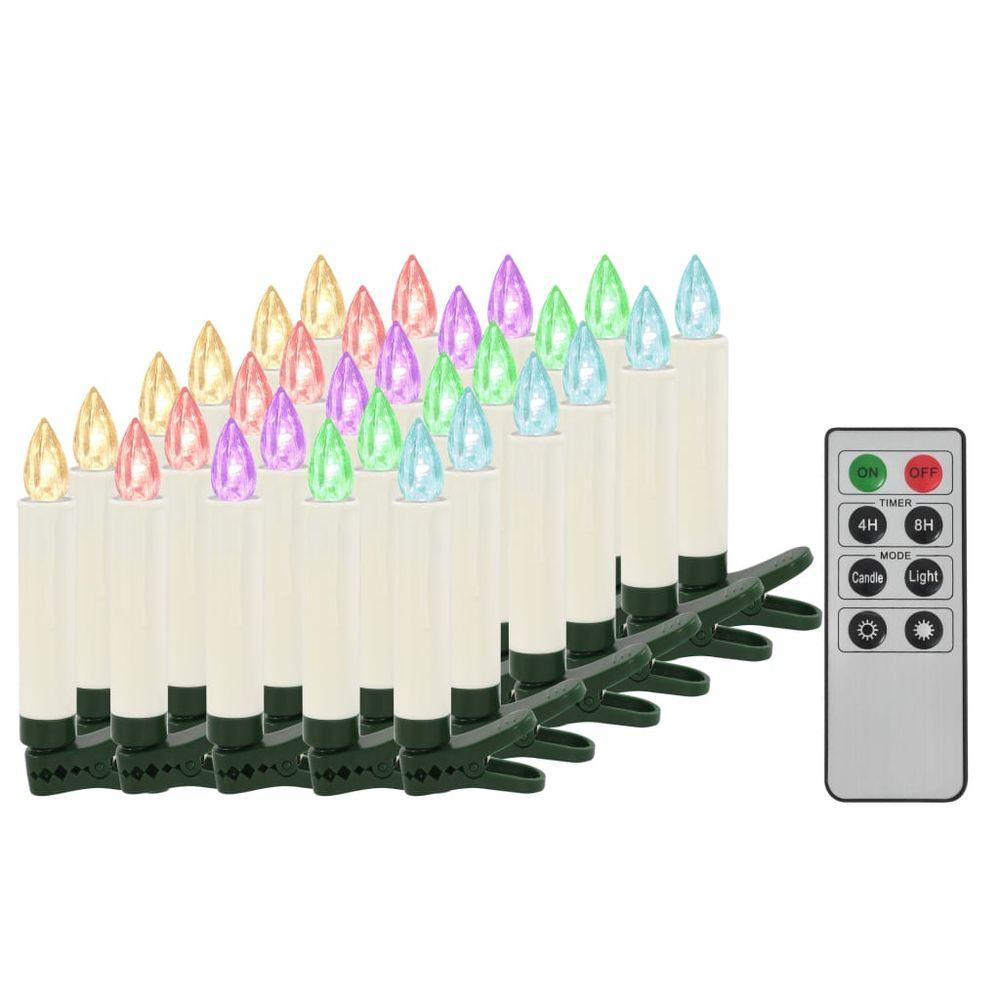 vidaXL Christmas Wireless LED Candles with Remote Control 30 pcs RGB