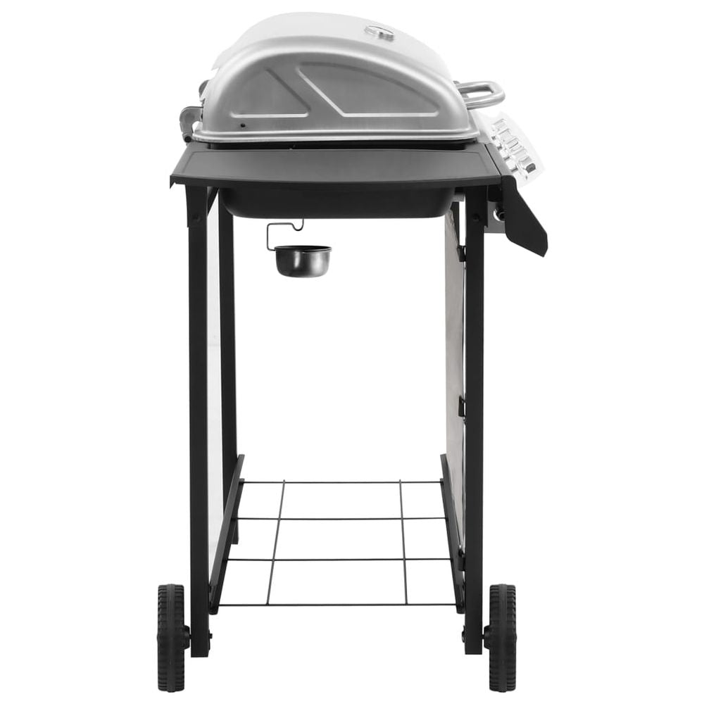 Gas BBQ Grill with 4 Burners Black and Silver