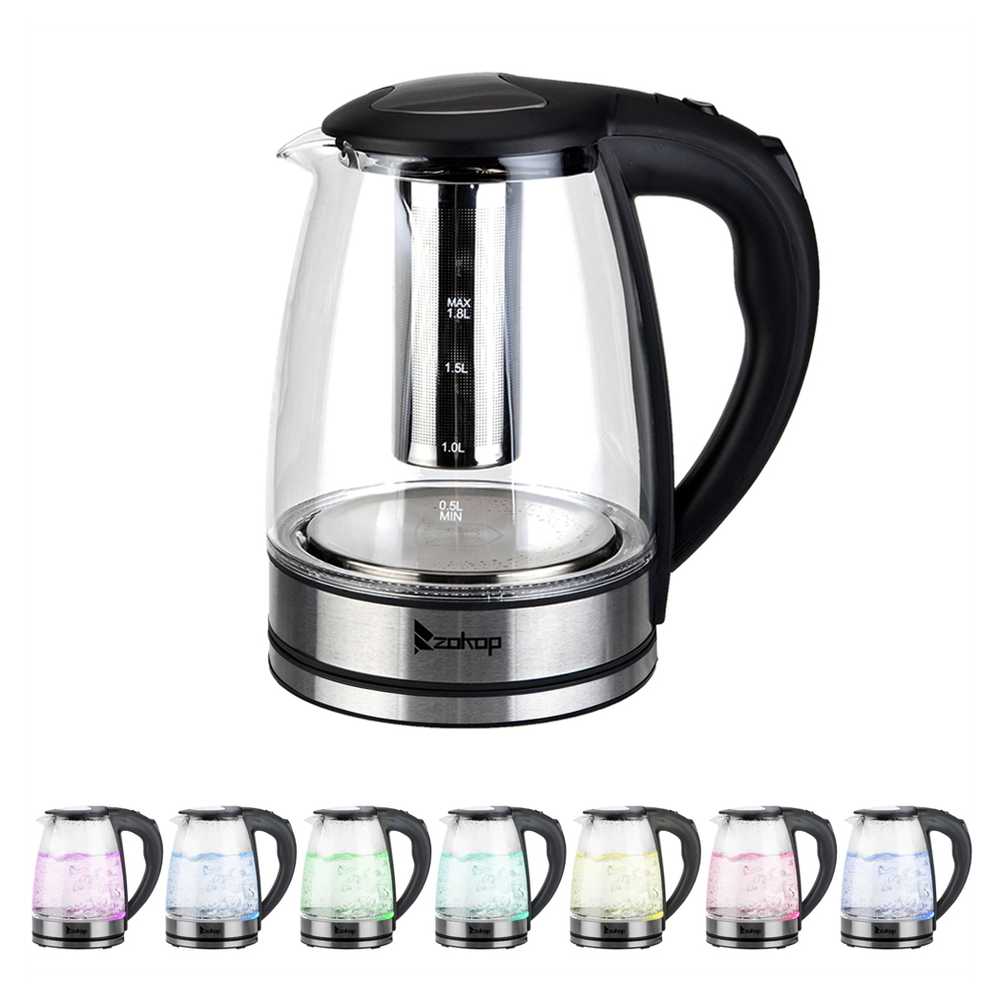 HD-1861-A 110V 1200W 1.8L Electric Glass Kettle US Plug