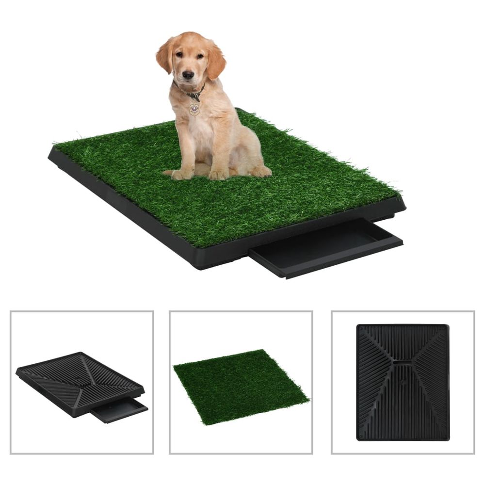 vidaXL Pet Toilet with Tray & Faux Turf Green 63x50x7 cm WC