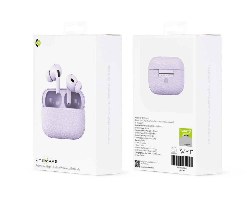 WYEWAVE Premium High Quality Wireless Earbuds With ANC - Purple