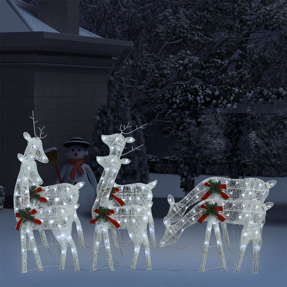 vidaXL Christmas Reindeer Family 270x7x90 cm Silver Cold White Mesh