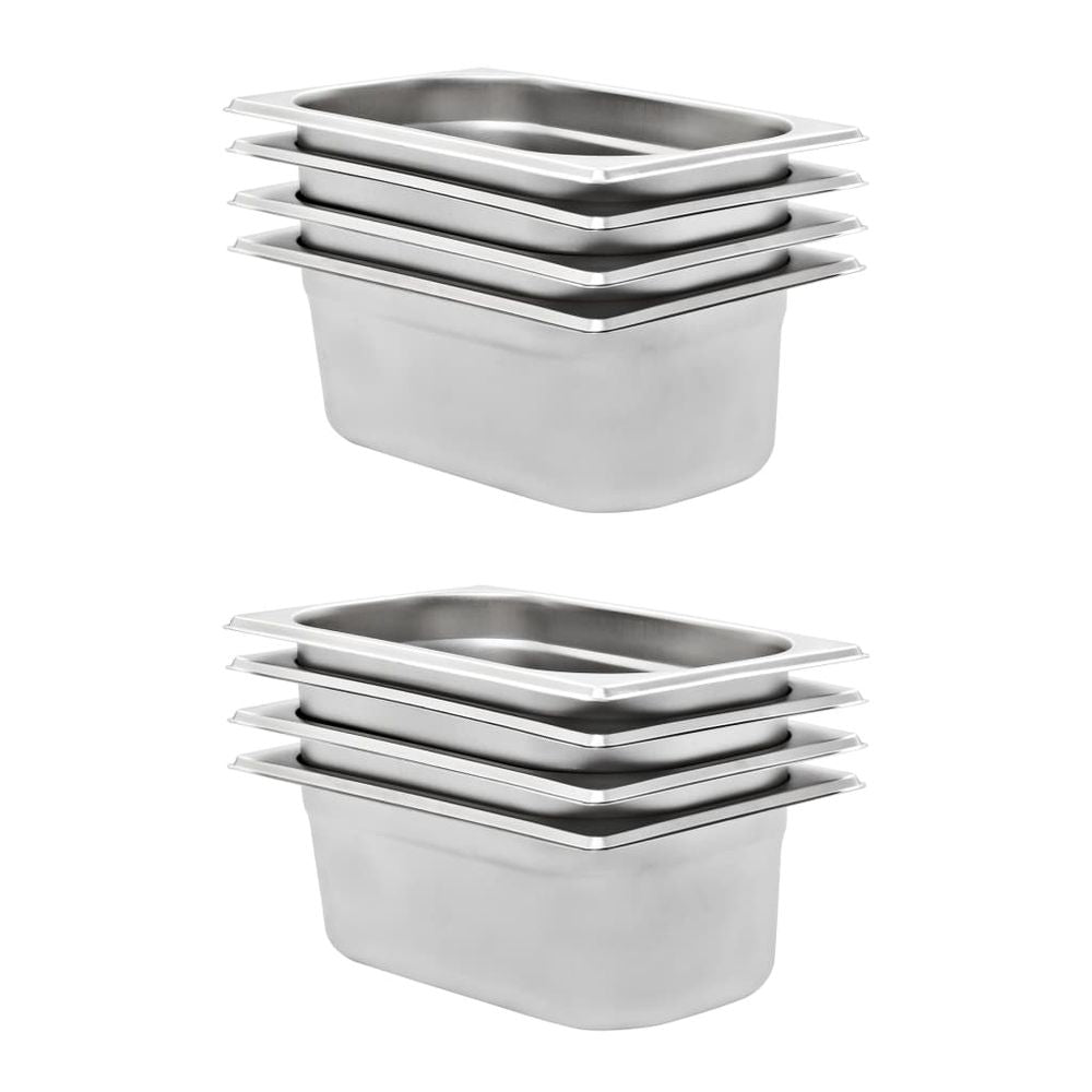 vidaXL Gastronorm Containers 12 pcs GN 1/4 20 mm Stainless Steel