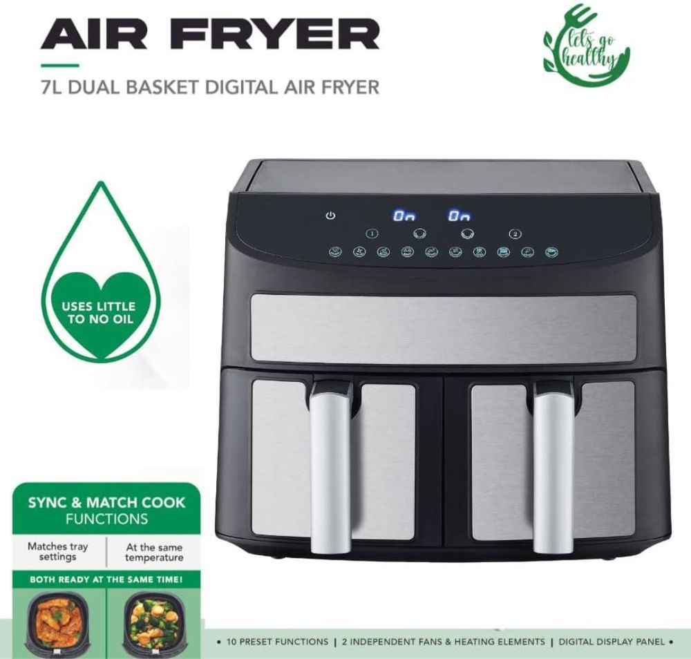 Domestic King 7L Digital Dual Basket 2400W Air Fryer- DK18094