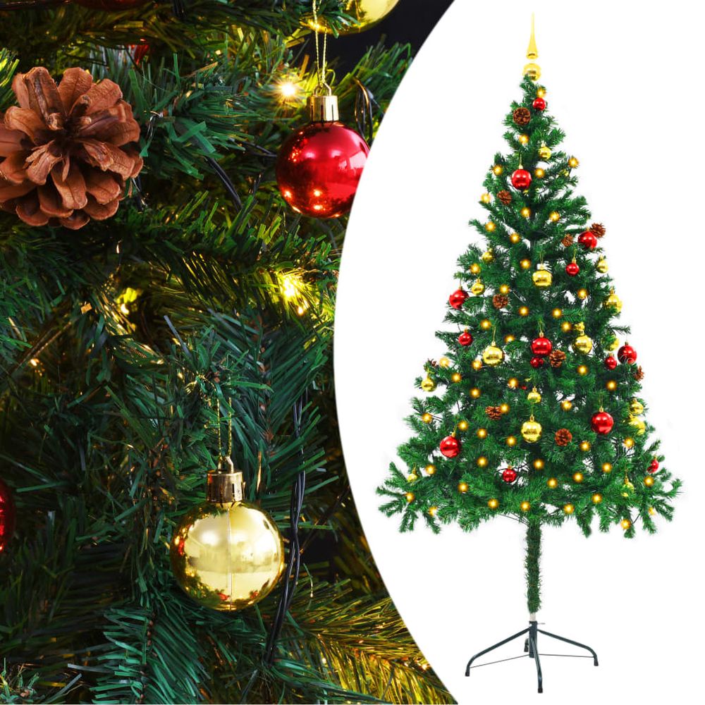 vidaXL Artificial Pre-lit Christmas Tree with Baubles Green 150 cm