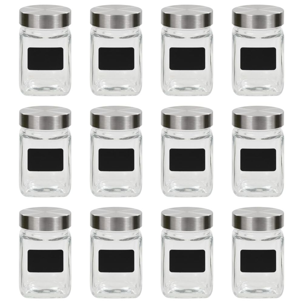 vidaXL Storage Jars with Sticker 12 pcs 300 ml