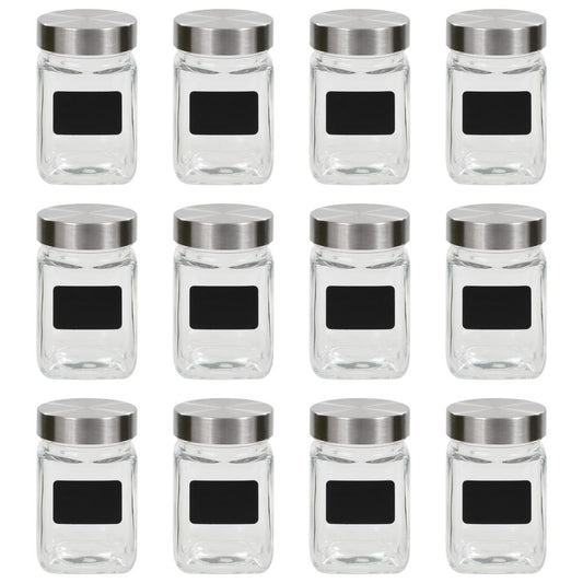 vidaXL Storage Jars with Sticker 12 pcs 300 ml