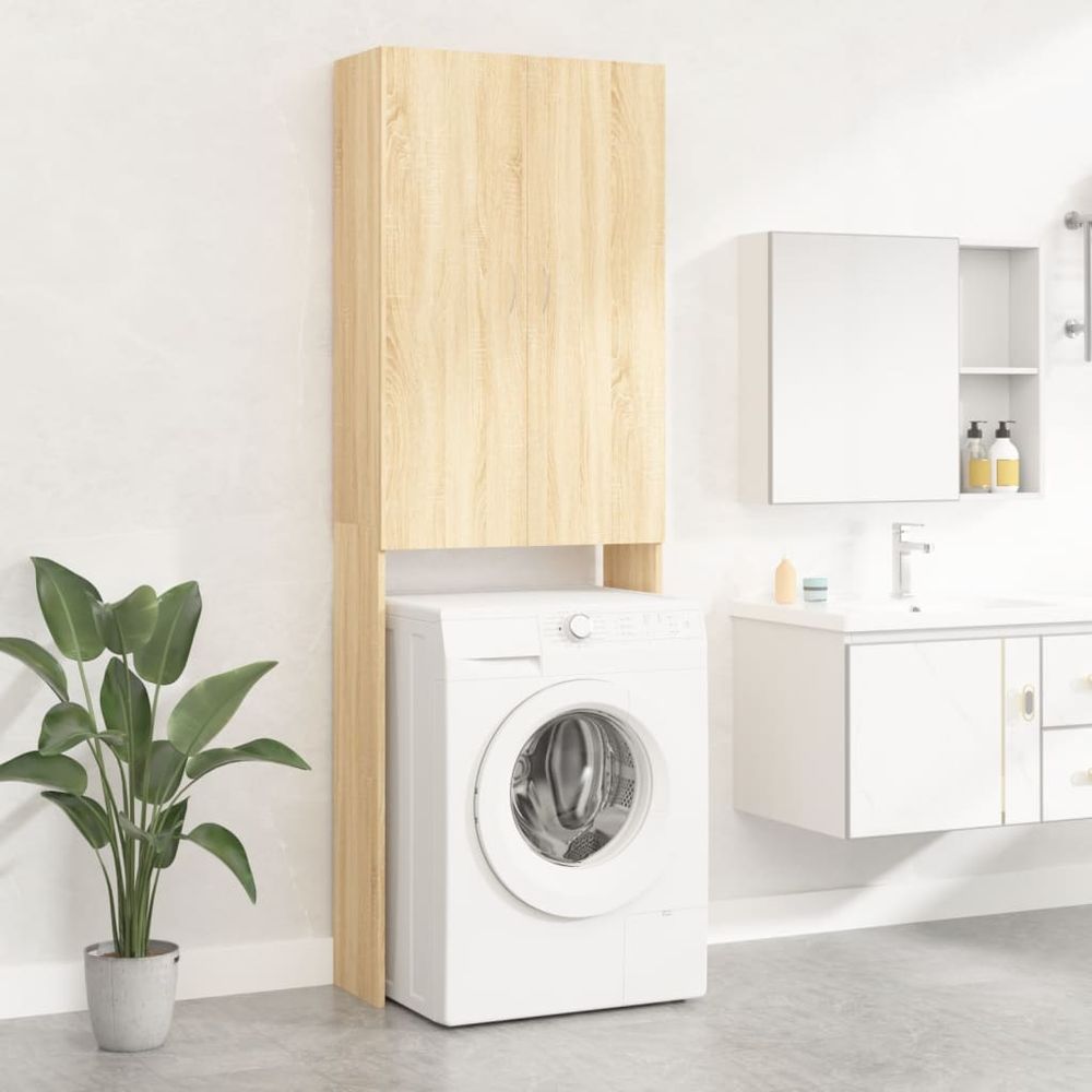 vidaXL Washing Machine Cabinet Smoked Oak 64x25.5x190 cm