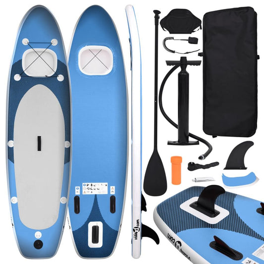 vidaXL Inflatable Stand Up Paddle Board Set Sea Blue 300x76x10 cm