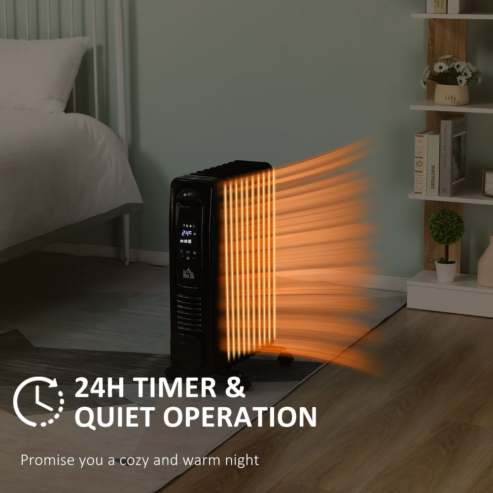 2000W Digital Oil Filled Radiator Portable Electric Heater LED Display Timer