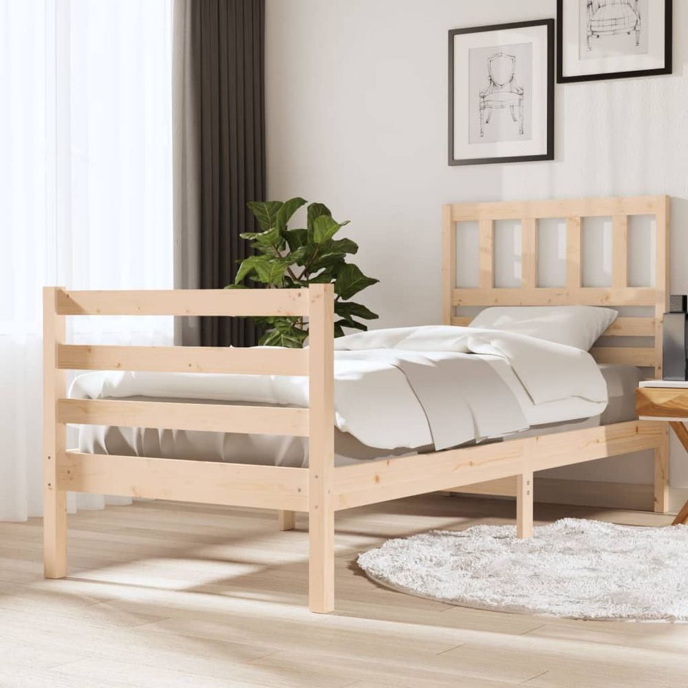 vidaXL Bed Frame 75x190 cm Small Single Solid Wood