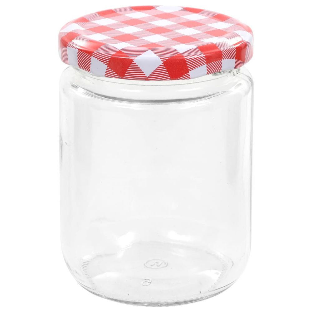 vidaXL Glass Jam Jars with White and Red Lid 48 pcs 230 ml