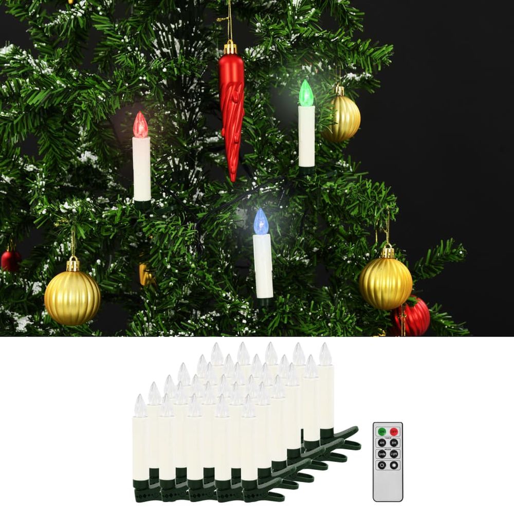 vidaXL Christmas Wireless LED Candles with Remote Control 30 pcs RGB